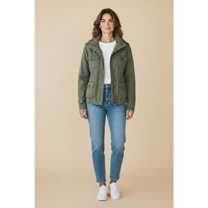 Style & Co Women's Green Army Cargo Jacket Petite Small